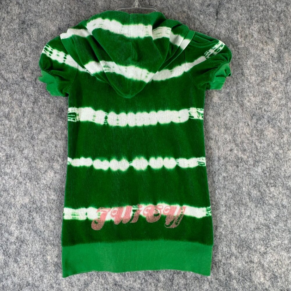 Juicy Girls Vintage Y2K Hoodie Short Sleeve Green Terrycloth Sz 7 - Picture 2 of 9